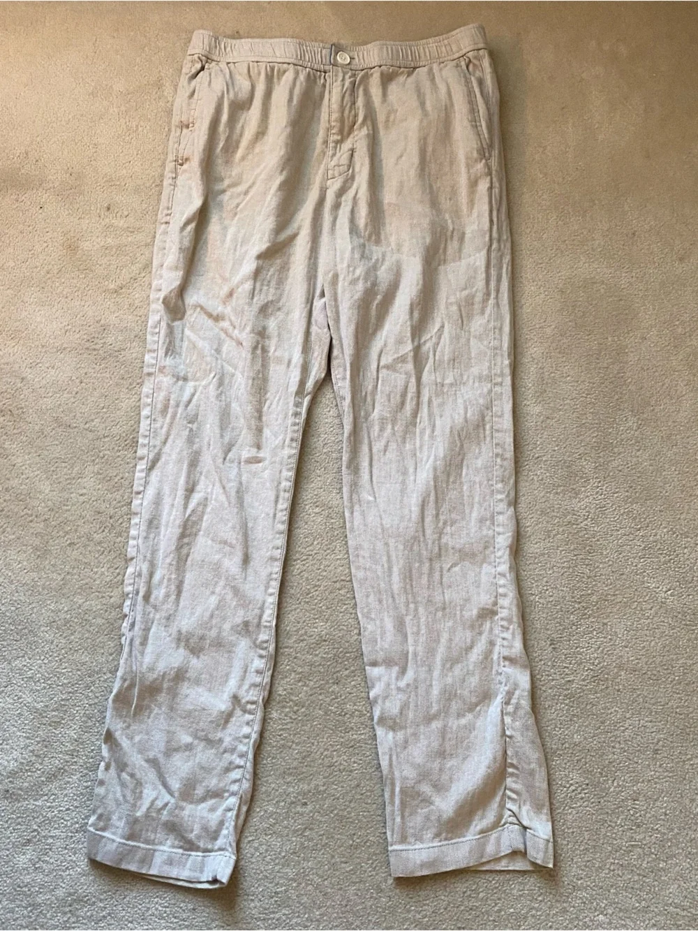 Tommy Bahama Pants Mens Large Beige Linen Blend Casual Beach Fits 32x31